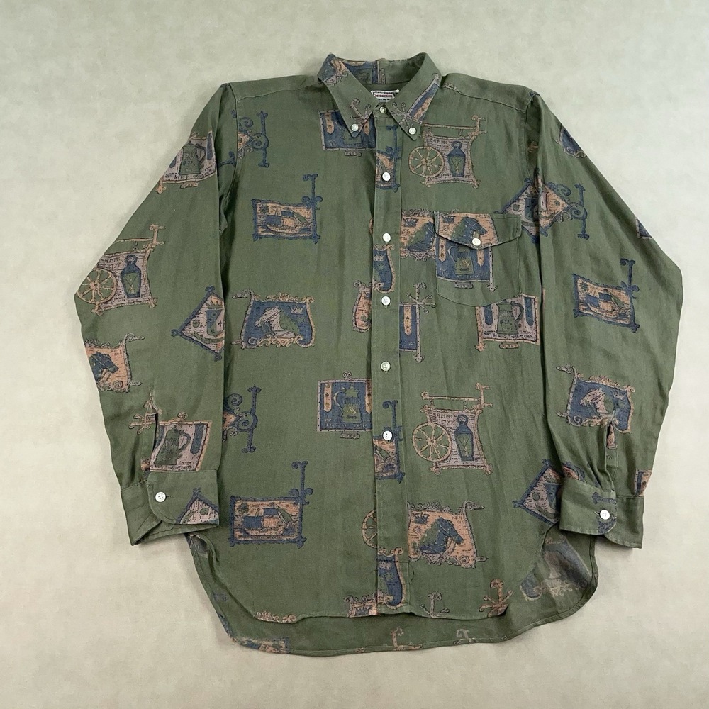 Vintage 50s 60s McGregor Shirt Graphic Oxford Long Sleeve Button Up Mens Medium